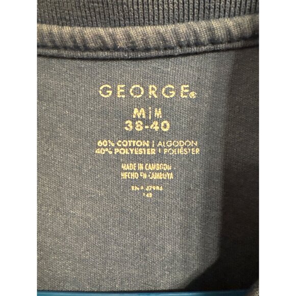 George Mens Blue Windowpane Polo Shirt Size M Cotton & Polyester Blend - Picture 4 of 4